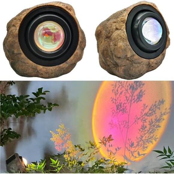 Solar Rock Lights(2pcs) Sunset Projection Lights Atmosphere Night - Picture 1 of 7